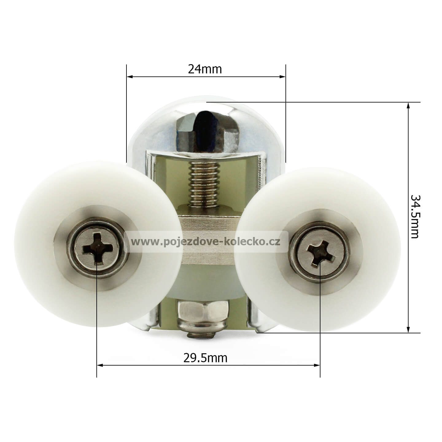 Rozměry horního pojezdového dvoj kolečka B50 ke sprchovému koutu