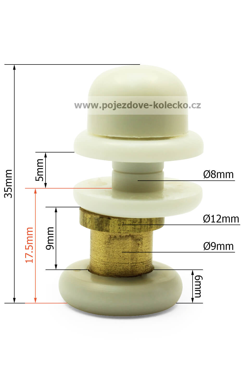 Rozměry pojezdového kolečka HS062 Rozměry pojezdového kolečka HS062